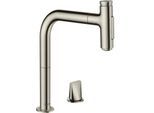 hansgrohe Metris Select 2-Loch-Küchenmischer 73819800 edelstahl-optik, 2jet, Ausziehbrause