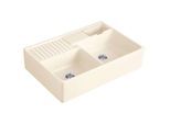 Villeroy und Boch Spülstein Doppelbecken 632391KR Ablaufgarnitur, Handbetätigung, Resteschale, Crema