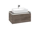 Villeroy und Boch Legato Waschtischunterschrank B753L0RK 80x38x50cm, Waschtisch mittig, mit LED-Beleuchtung, Stone Oak