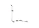 Hewi 805 Dusch-/Wannenhandlauf 805.35.230L99 1100 x 762/962 mm, Brausehalter reinweiß, links, mit Brausehalterstange, Edelstahl gebürstet