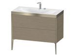 Duravit XViu Waschtisch-Unterschrank XV4711EB135P 100x48cm, 2 Auszüge, 2 Hahnlöcher, champagner matt, Rahmen P, Eiche terra