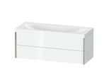 Duravit XViu Waschtisch-Unterschrank XV4617NB185C 120x48cm, 2 Schubkästen, ohne Hahnloch, champagner matt, Rahmen C, weiß hochglanz