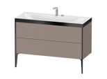 Duravit XViu Waschtisch-Unterschrank XV4712EB243P 120x48cm, 2 Schubkästen, 2 Hahnlöcher, schwarz matt, Rahmen P, basalt matt
