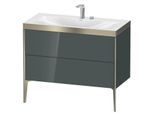 Duravit XViu Waschtisch-Unterschrank XV4711EB138P 100x48cm, 2 Auszüge, 2 Hahnlöcher, champagner matt, Rahmen P, dolomiti grey hochglanz
