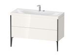 Duravit XViu Waschtisch-Unterschrank XV4712EB222C 120x48cm, 2 Schubkästen, 2 Hahnlöcher, schwarz matt, Rahmen C, weiß hochglanz