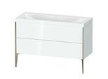 Duravit XViu Waschtisch-Unterschrank XV4712NB185C 120x48cm, 2 Schubkästen, ohne Hahnloch, champagner matt, Rahmen C, weiß hochglanz