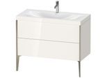 Duravit XViu Waschtisch-Unterschrank XV4711OB122C 100x48cm, 2 Auszüge, 1 Hahnloch, champagner matt, Rahmen C, weiß hochglanz