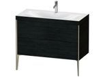 Duravit XViu Waschtisch-Unterschrank XV4711OB116C 100x48cm, 2 Auszüge, 1 Hahnloch, champagner matt, Rahmen C, Eiche schwarz