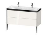 Duravit XViu Waschtisch-Unterschrank XV4713OB222P 120x48cm, 2 Auszüge, ohne Hahnloch, schwarz matt, Rahmen P, weiß hochglanz