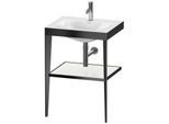 Duravit XViu Möbelwaschtisch-Kombination XV4714OB285 60 x48 cm, 1 Hahnloch, weiß hochglanz, mit Metallkonsole, schwarz matt