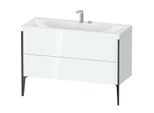Duravit XViu Waschtisch-Unterschrank XV4712EB285C 120x48cm, 2 Schubkästen, 2 Hahnlöcher, schwarz matt, Rahmen C, weiß hochglanz