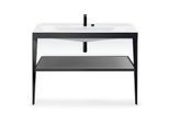 Duravit XViu Möbelwaschtisch-Kombination XV4717OB189 120 x 48 cm, 1 Hahnloch, flannel grey hochglanz, mit Metallkonsole, champagner matt