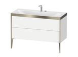 Duravit XViu Waschtisch-Unterschrank XV4712EB118P 120x48cm, 2 Schubkästen, 2 Hahnlöcher, champagner matt, Rahmen P, weiß matt
