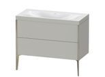 Duravit XViu Waschtisch-Unterschrank XV4711NB107C 100x48cm, 2 Auszüge, ohne Hahnloch, champagner matt, Rahmen C, betongrau matt