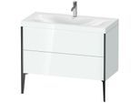 Duravit XViu Waschtisch-Unterschrank XV4711OB285C 100x48cm, 2 Auszüge, 1 Hahnloch, schwarz matt, Rahmen C, weiß hochglanz