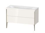 Duravit XViu Waschtisch-Unterschrank XV4712NB122C 120x48cm, 2 Schubkästen, ohne Hahnloch, champagner matt, Rahmen C, weiß hochglanz