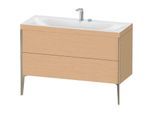 Duravit XViu Waschtisch-Unterschrank XV4712EB112C 120x48cm, 2 Schubkästen, 2 Hahnlöcher, champagner matt, Rahmen C, eiche gebürstet