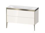 Duravit XViu Waschtisch-Unterschrank XV4712NB122P 120x48cm, 2 Schubkästen, ohne Hahnloch, champagner matt, Rahmen P, weiß hochglanz