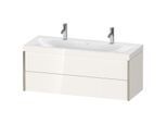 Duravit XViu Waschtisch-Unterschrank XV4618OB122C 120x48cm, 2 Schubkästen, champagner matt, Rahmen C, weiß hochglanz
