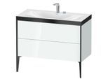 Duravit XViu Waschtisch-Unterschrank XV4711EB285P 100x48cm, 2 Auszüge, 2 Hahnlöcher, schwarz matt, Rahmen P, weiß hochglanz