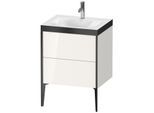 Duravit XViu Waschtisch-Unterschrank XV4709OB222P 60x48cm, 2 Auszüge, 1 Hahnloch, schwarz matt, Rahmen P, weiß hochglanz