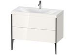 Duravit XViu Waschtisch-Unterschrank XV4711OB222C 100x48cm, 2 Auszüge, 1 Hahnloch, schwarz matt, Rahmen C, weiß hochglanz