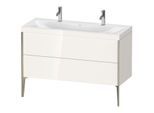 Duravit XViu Waschtisch-Unterschrank XV4713OB122C 120x48cm, 2 Auszüge, ohne Hahnloch, champagner matt, Rahmen C, weiß hochglanz