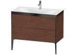 Duravit XViu Waschtisch-Unterschrank XV4711OB213P 100x48cm, 2 Auszüge, 1 Hahnloch, schwarz matt, Rahmen P, amerikanischer nussbaum