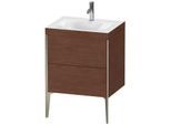 Duravit XViu Waschtisch-Unterschrank XV4709OB113C 60x48cm, 2 Auszüge, 1 Hahnloch, champagner matt, Rahmen C, amerikanischer nussbaum