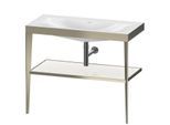 Duravit XViu Möbelwaschtisch-Kombination XV4716NB185 100 x 48 cm, ohne Hahnloch, weiß hochglanz, mit Metallkonsole, champagner matt