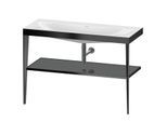 Duravit XViu Möbelwaschtisch-Kombination XV4717NB289 120 x 48 cm, ohne Hahnloch, flannel grey hochglanz, mit Metallkonsole, schwarz matt