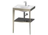 Duravit XViu Möbelwaschtisch-Kombination XV4714EB140 60 x48 cm, 2 Hahnlöcher, schwarz hochglanz, mit Metallkonsole, champagner matt