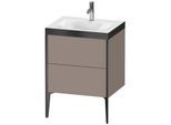 Duravit XViu Waschtisch-Unterschrank XV4709OB243P 60x48cm, 2 Auszüge, 1 Hahnloch, schwarz matt, Rahmen P, basalt matt