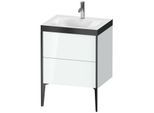 Duravit XViu Waschtisch-Unterschrank XV4709OB285P 60x48cm, 2 Auszüge, 1 Hahnloch, schwarz matt, Rahmen P, weiß hochglanz