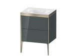 Duravit XViu Waschtisch-Unterschrank XV4709NB138P 60x48cm, 2 Auszüge, ohne Hahnloch, champagner matt, Rahmen P, dolomiti grey hochglanz