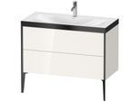Duravit XViu Waschtisch-Unterschrank XV4711OB222P 100x48cm, 2 Auszüge, 1 Hahnloch, schwarz matt, Rahmen P, weiß hochglanz