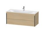 Duravit XViu Waschtisch-Unterschrank XV4617OB271C 120x48cm, 2 Schubkästen, 1 Hahnloch, schwarz matt, Rahmen C, mediterrane eiche
