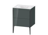 Duravit XViu Waschtisch-Unterschrank XV4709NB238C 60x48cm, 2 Auszüge, ohne Hahnloch, schwarz matt, Rahmen C, dolomiti grey hochglanz