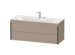 Duravit XViu Waschtisch-Unterschrank XV4617EB275C 120x48cm, 2 Schubkästen, 2 Hahnlöcher, schwarz matt, Rahmen C, leinen