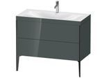 Duravit XViu Waschtisch-Unterschrank XV4711OB238C 100x48cm, 2 Auszüge, 1 Hahnloch, schwarz matt, Rahmen C, dolomiti grey hochglanz