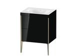 Duravit XViu Waschtisch-Unterschrank XV4709NB140C 60x48cm, 2 Auszüge, ohne Hahnloch, champagner matt, Rahmen C, schwarz hochglanz