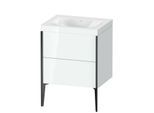 Duravit XViu Waschtisch-Unterschrank XV4709NB285C 60x48cm, 2 Auszüge, ohne Hahnloch, schwarz matt, Rahmen C, weiß hochglanz
