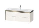 Duravit XViu Waschtisch-Unterschrank XV4617OB122P 120x48cm, 2 Schubkästen, 1 Hahnloch, champagner matt, Rahmen P, weiß hochglanz