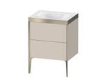 Duravit XViu Waschtisch-Unterschrank XV4709NB191P 60x48cm, 2 Auszüge, ohne Hahnloch, champagner matt, Rahmen P, taupe matt