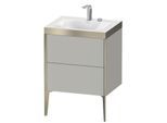 Duravit XViu Waschtisch-Unterschrank XV4709OB180C 60x48cm, 2 Auszüge, 1 Hahnloch, champagner matt, Rahmen C, graphit supermatt