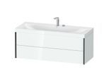 Duravit XViu Waschtisch-Unterschrank XV4617EB285C 120x48cm, 2 Schubkästen, 2 Hahnlöcher, schwarz matt, Rahmen C, weiß hochglanz