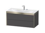 Duravit XViu Waschtisch-Unterschrank XV4616EB149P 100x48cm, 2 Schubkästen, 2 Hahnlöcher, champagner matt, Rahmen P, graphit matt