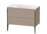 Duravit XViu Waschtisch-Unterschrank XV4711NB275C 100x48cm, 2 Auszüge, ohne Hahnloch, schwarz matt, Rahmen C, leinen