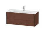Duravit XViu Waschtisch-Unterschrank XV4617OB213C 120x48cm, 2 Schubkästen, 1 Hahnloch, schwarz matt, Rahmen C, amerikanischer nussbaum
