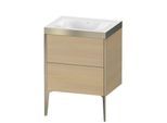 Duravit XViu Waschtisch-Unterschrank XV4709NB171P 60x48cm, 2 Auszüge, ohne Hahnloch, champagner matt, Rahmen P, mediterrane eiche